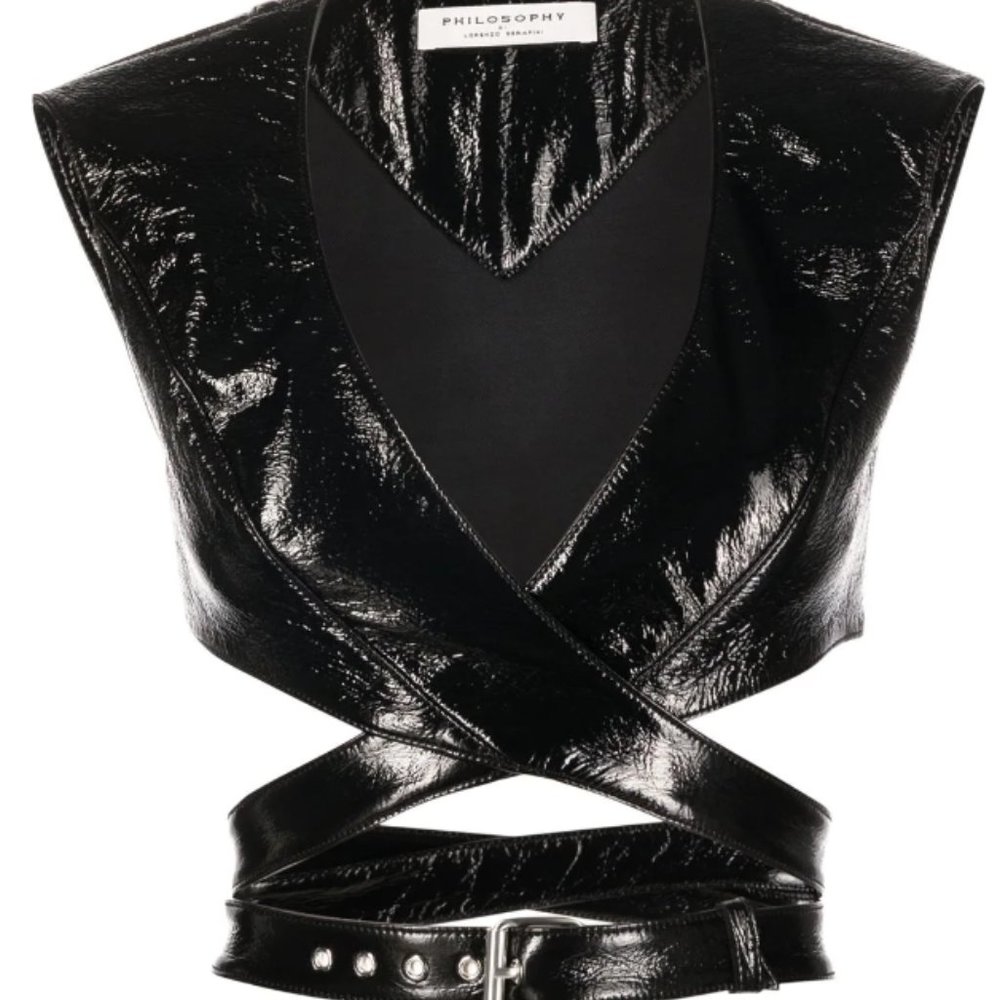 NWOT Philosophy Di Lorenzo Serafini wraparound V-neck cropped top
